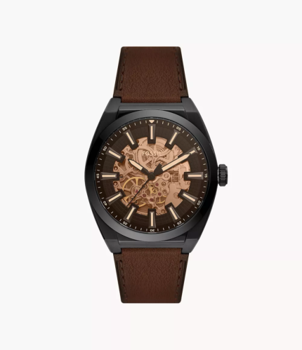 Fossil ME3207 Everett Automatic Dark Brown Leather Men's Watch | Fossil ME3207
