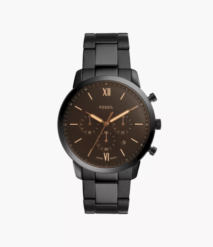 Fossil FS5525 Neutra Chronograph Black Stainless Steel Men's Watch | Fossil FS5525